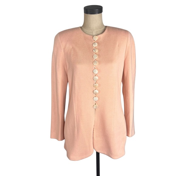 Akris Jackets & Blazers - Akris Bergdorf Goodman Peach Textured Wool Button Front Jacket Size US 8